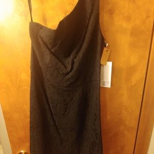 Black Lace One Shoulder Dress